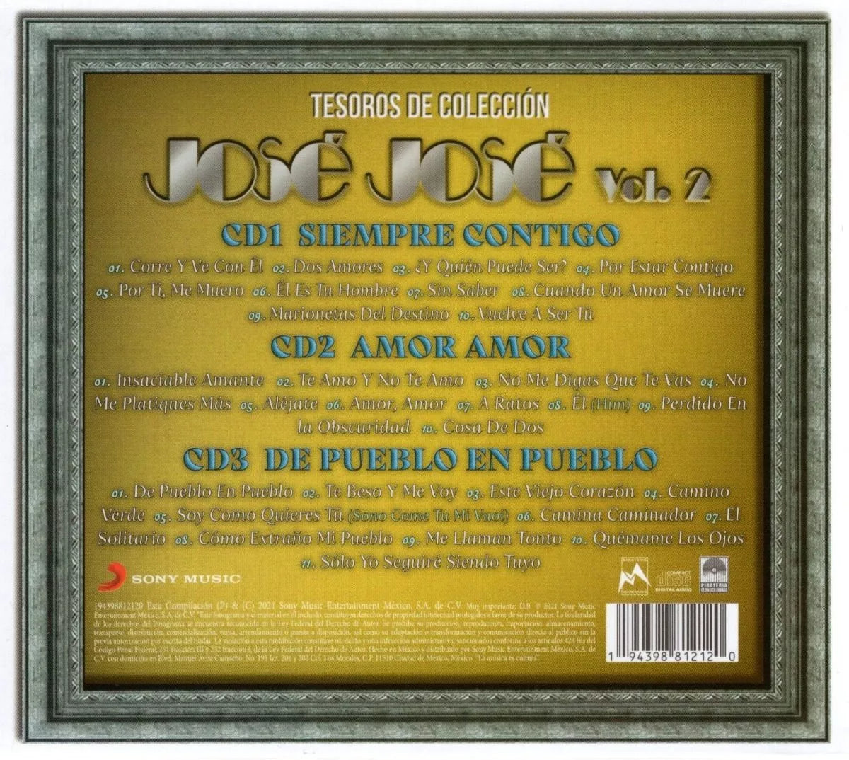 Jose Jose Tesoros De Coleccion Vol 2 Dos Boxset 3 Discos Cd