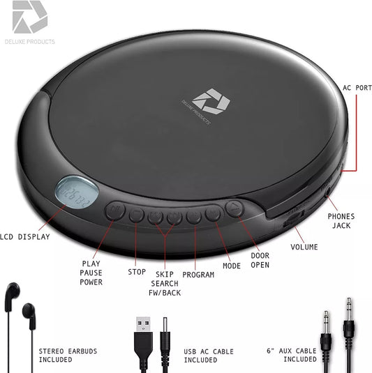 Discman Player Deluxe Products Mp3 Auxiliar Portatil Cd