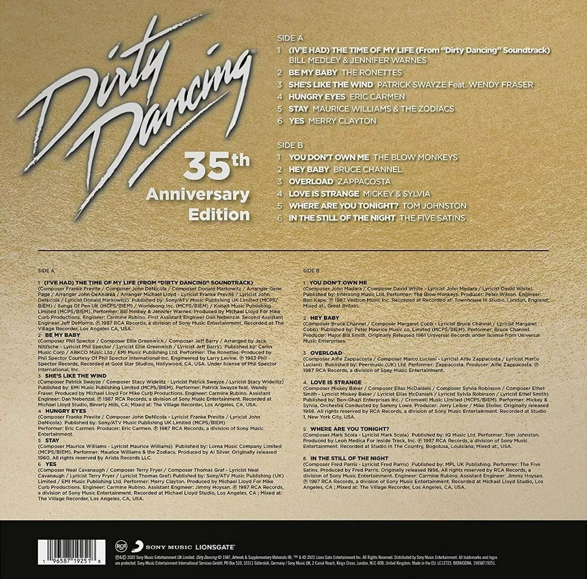 Dirty Dancing 35th Anniversary Edition Lp Acetato Vinyl