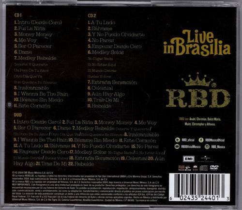 Rbd Live In Brasilia Rebelde 2 Discos Cd + Dvd