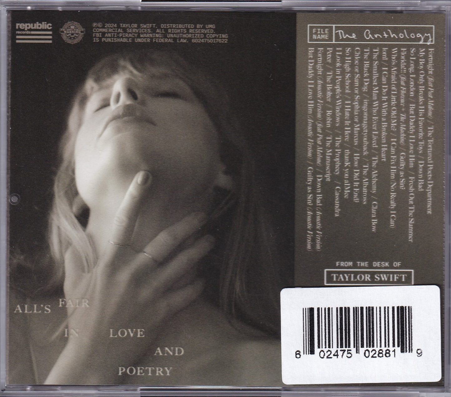 Taylor Swift Tortured Poets Department Anthology 2 Discos Cd